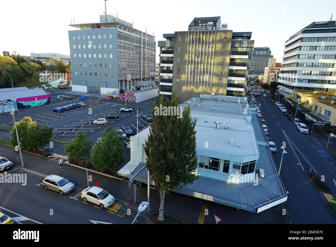 Aerial view of Hamilton CBD, New Zealand Stock Photo