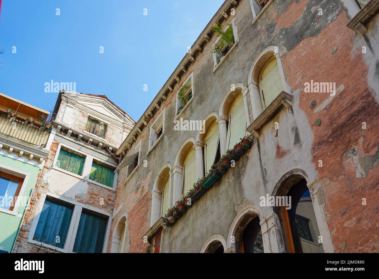 Colorful buildings that are typical in Venice, Italy Stock Photo