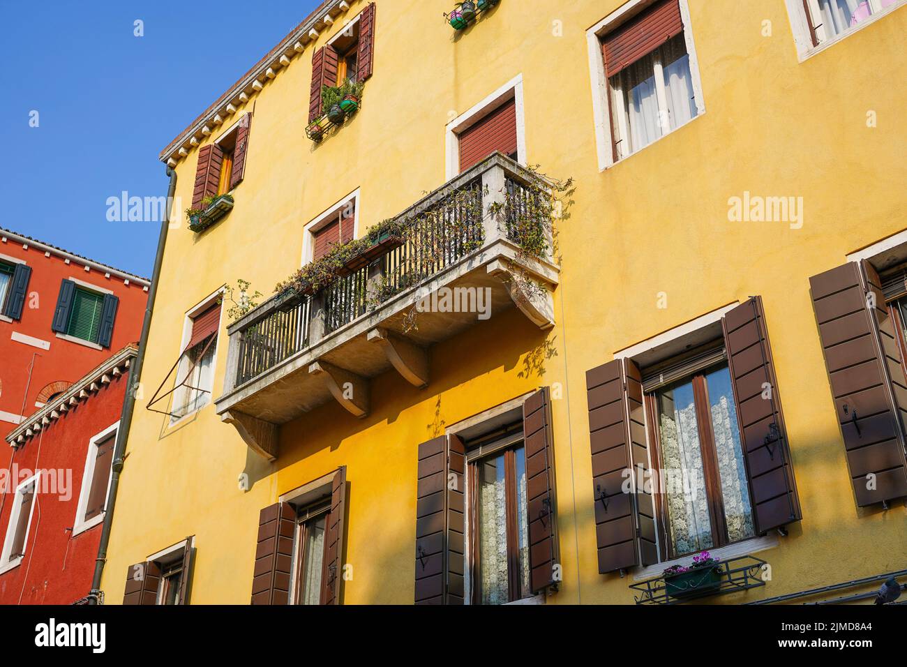 Colorful buildings that are typical in Venice, Italy Stock Photo