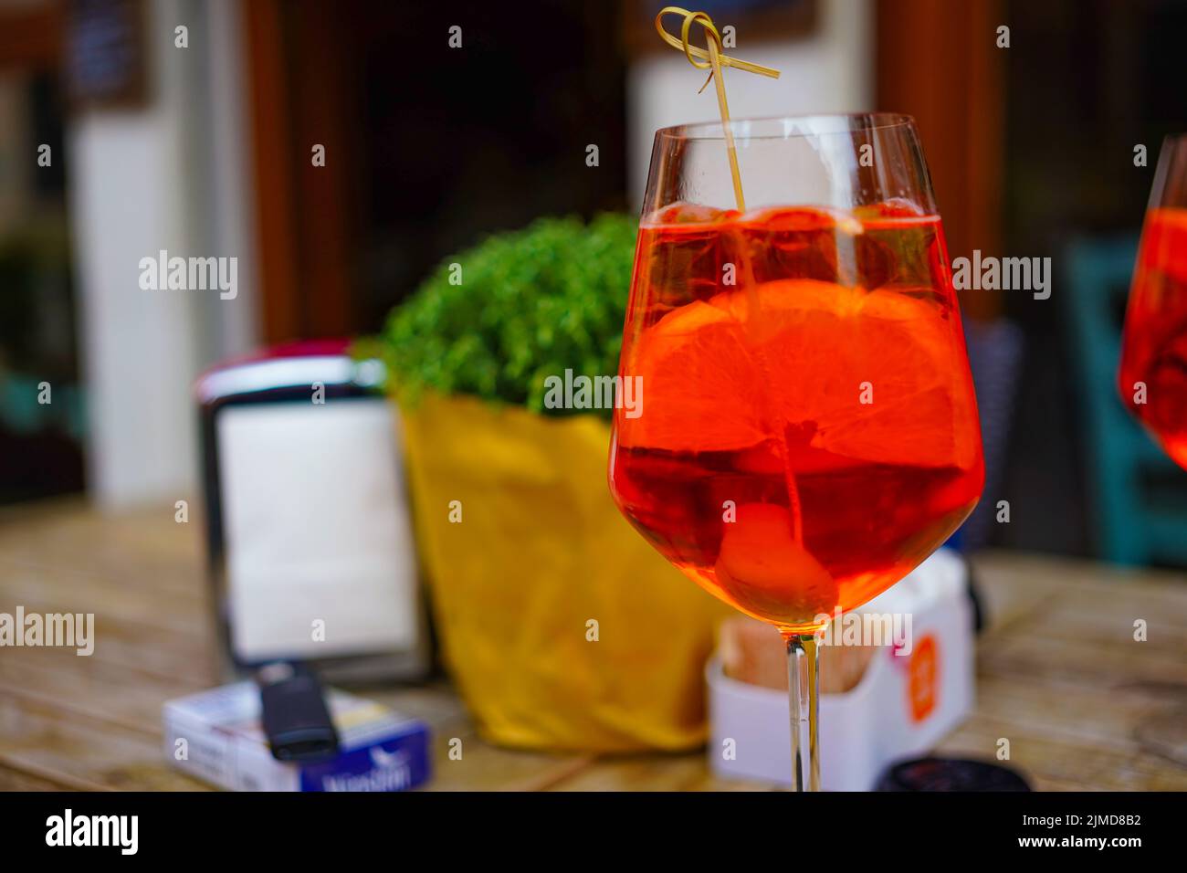 A traditional spritz at a bar in Venice, Italy Stock Photo