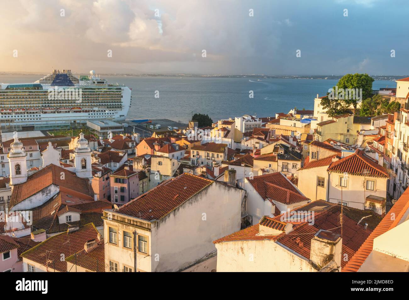 Lisbon Portugal city skyline at Lisbon Alfama district Stock Photo