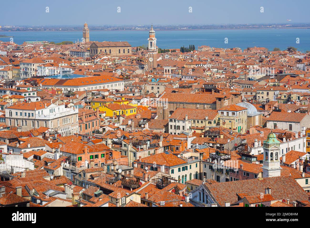 Panoramic aerial view over the Italian city of Venice Stock Photo