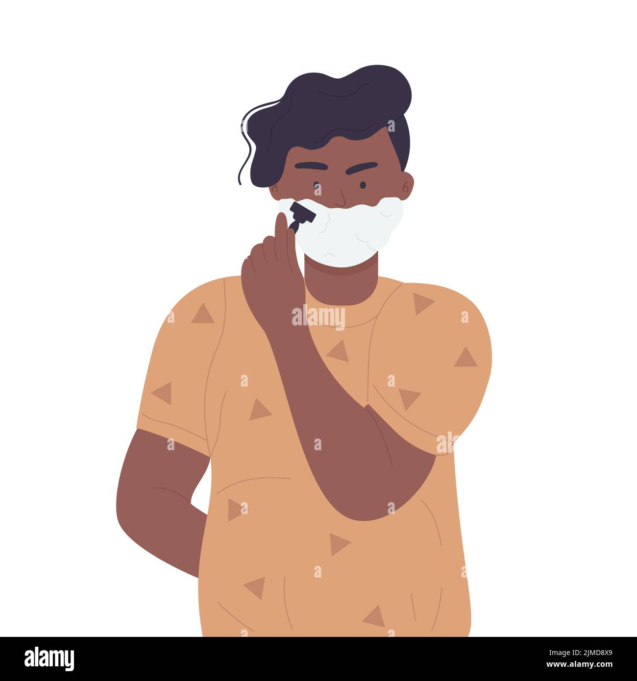 Man shaving in the morning. Daily care routine, hygiene procedures ...