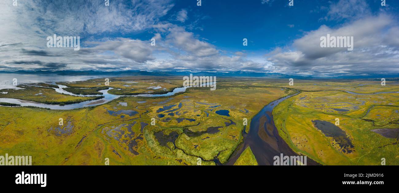 Avacha river delta on Kamchatka Stock Photo