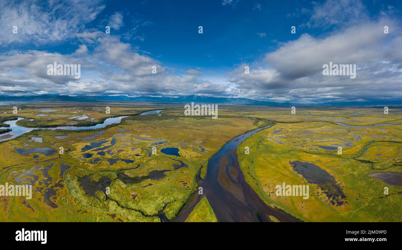 Avacha river delta on Kamchatka Stock Photo