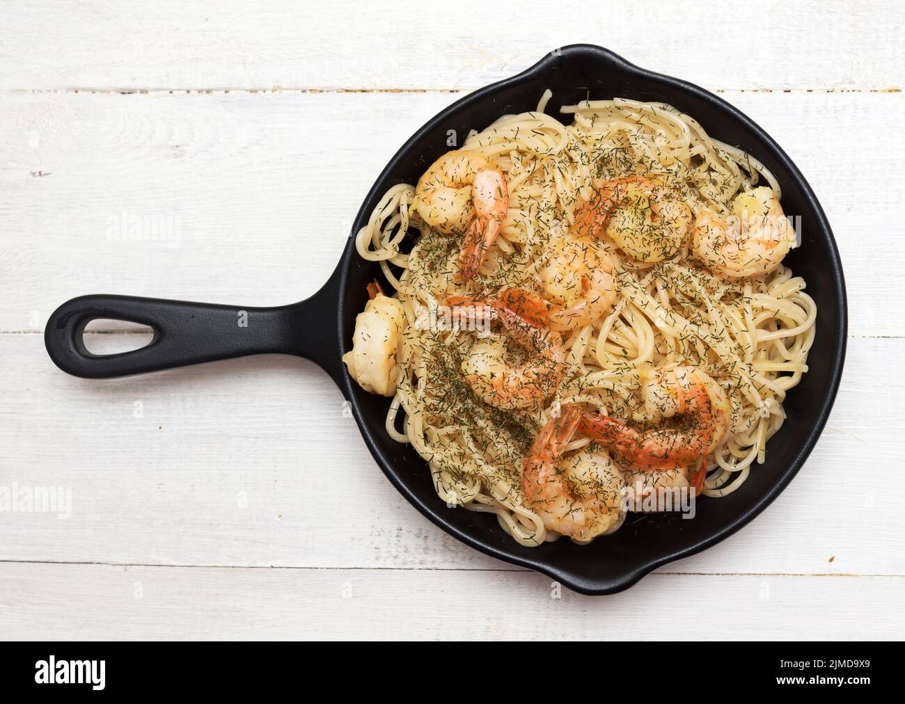 Pasta with shrimps Stock Photo
