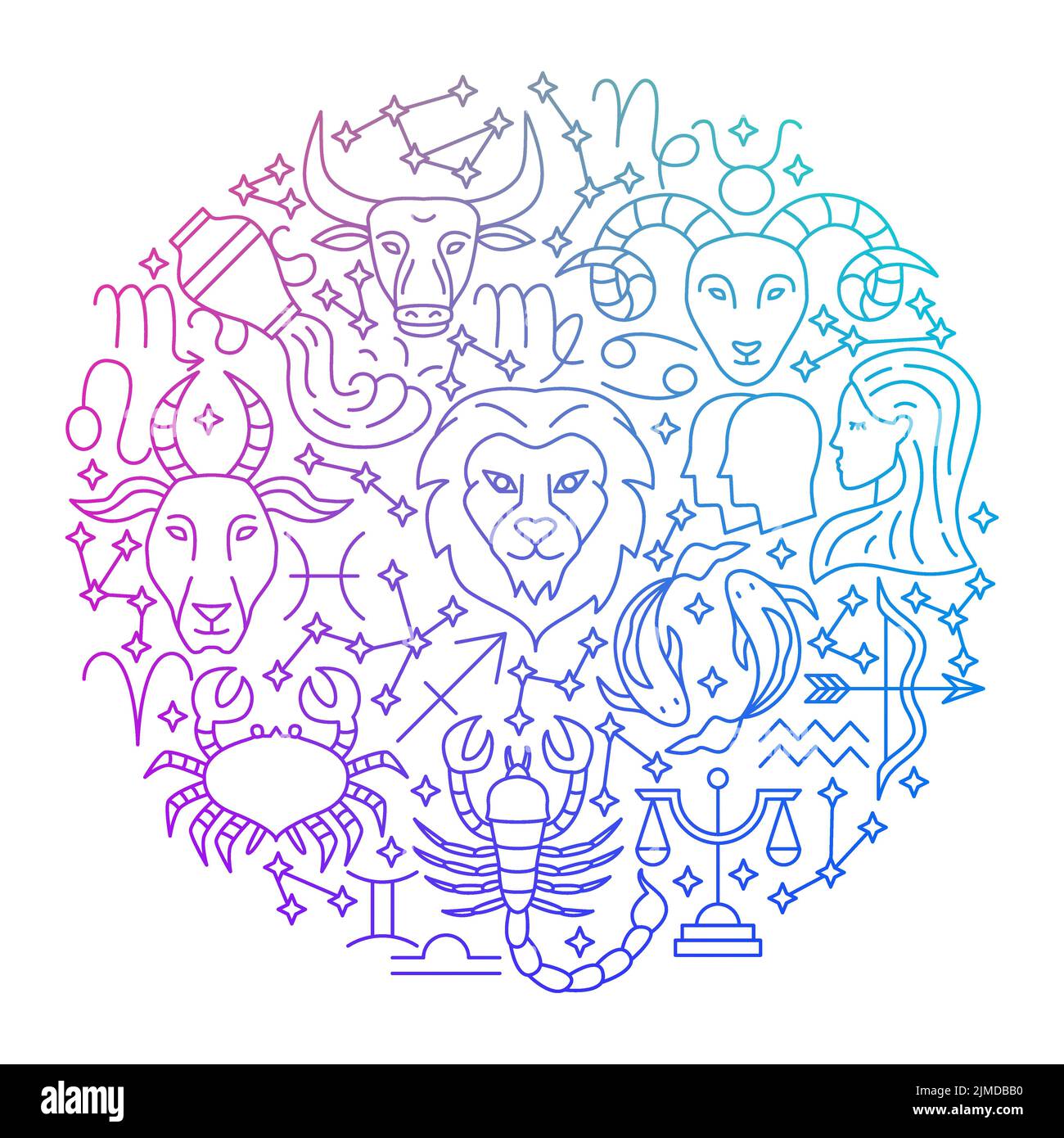 Zodiac Line Icon Circle Design Stock Vector Image & Art - Alamy