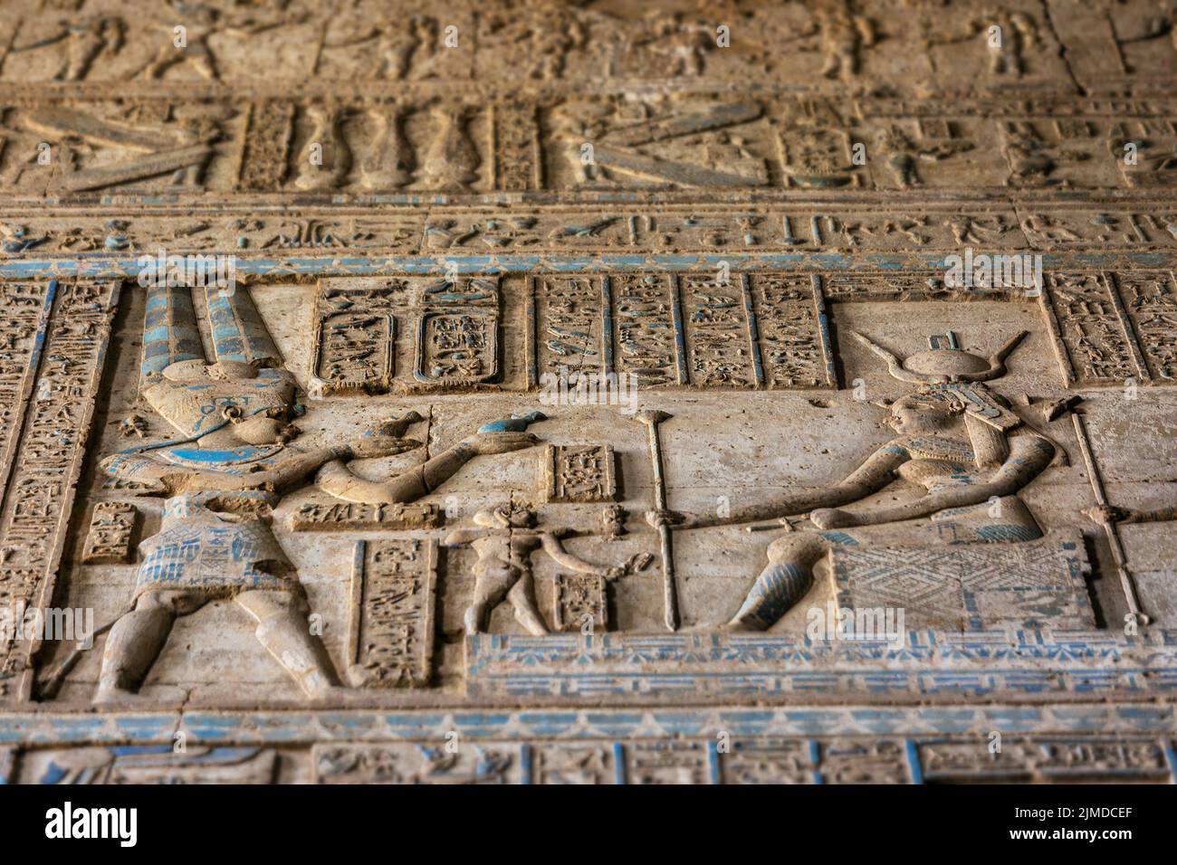 Hieroglyphic carvings in egyptian temple Stock Photo