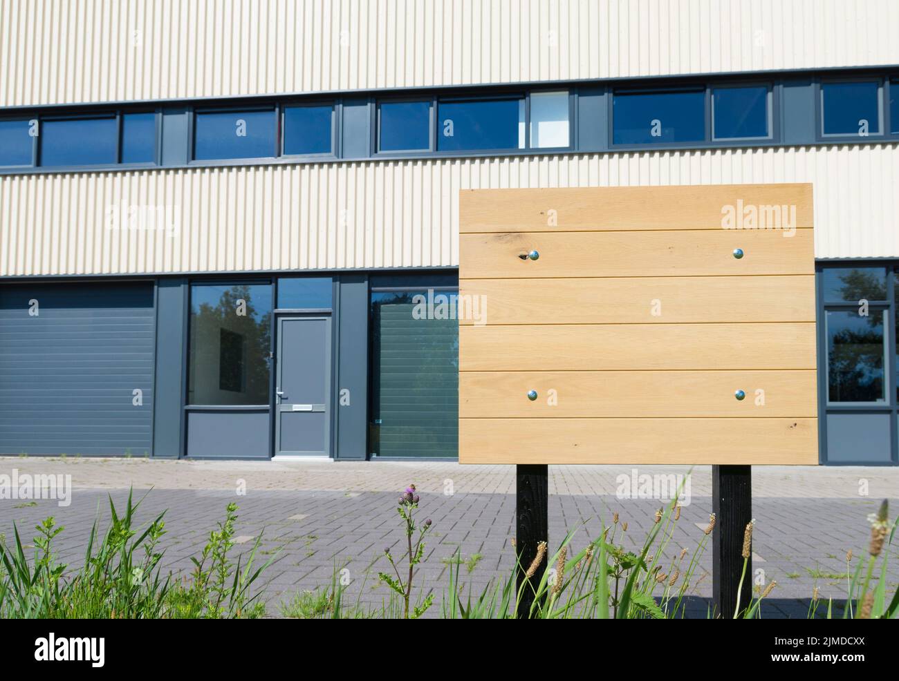 Wooden billboard with no text Stock Photo