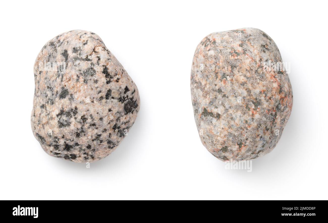 Two Colorful Pebble Stones Isolated Over White Stock Photo