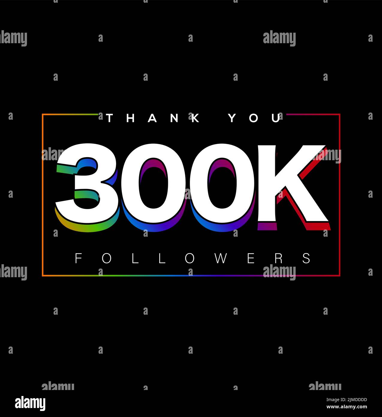 A vector illustration of a 'Thank you 300K followers' text with a colorful design Stock Vector