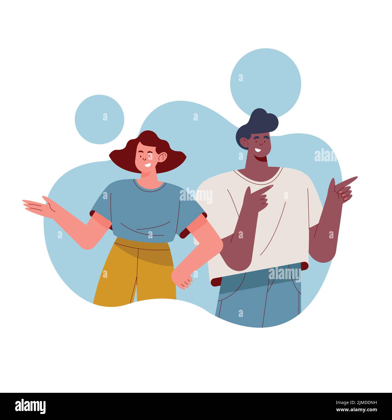 interracial couple finger point characters Stock Vector Image & Art - Alamy