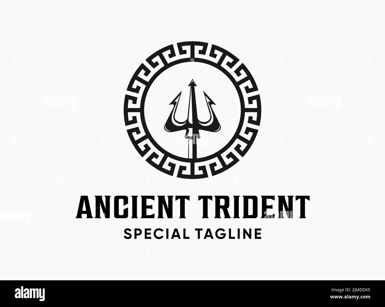 A vector illustration of an ancient trident special tagline logo design ...