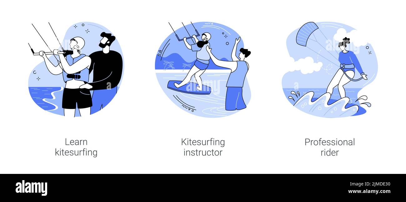 Kitesurfing isolated cartoon vector illustrations se Stock Vector