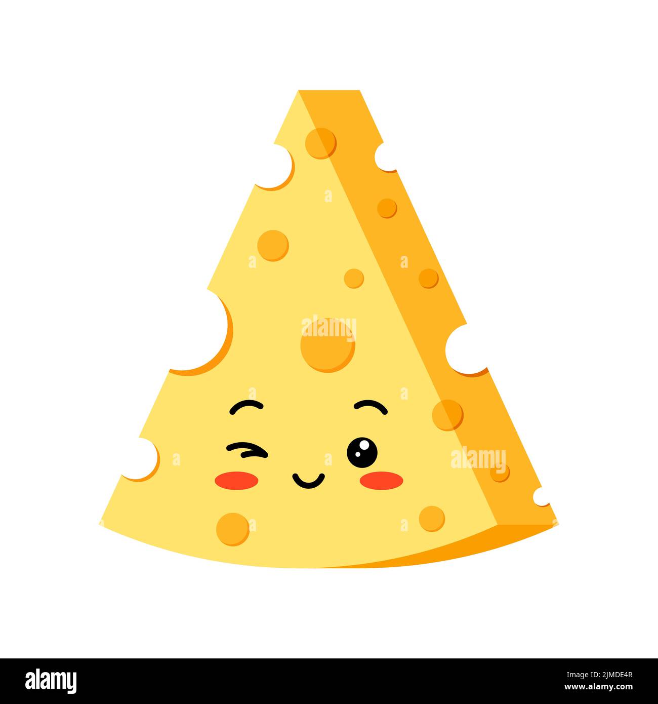 Triangle cheese with hole slice wink emoji vector icon isolated on white background Stock Vector