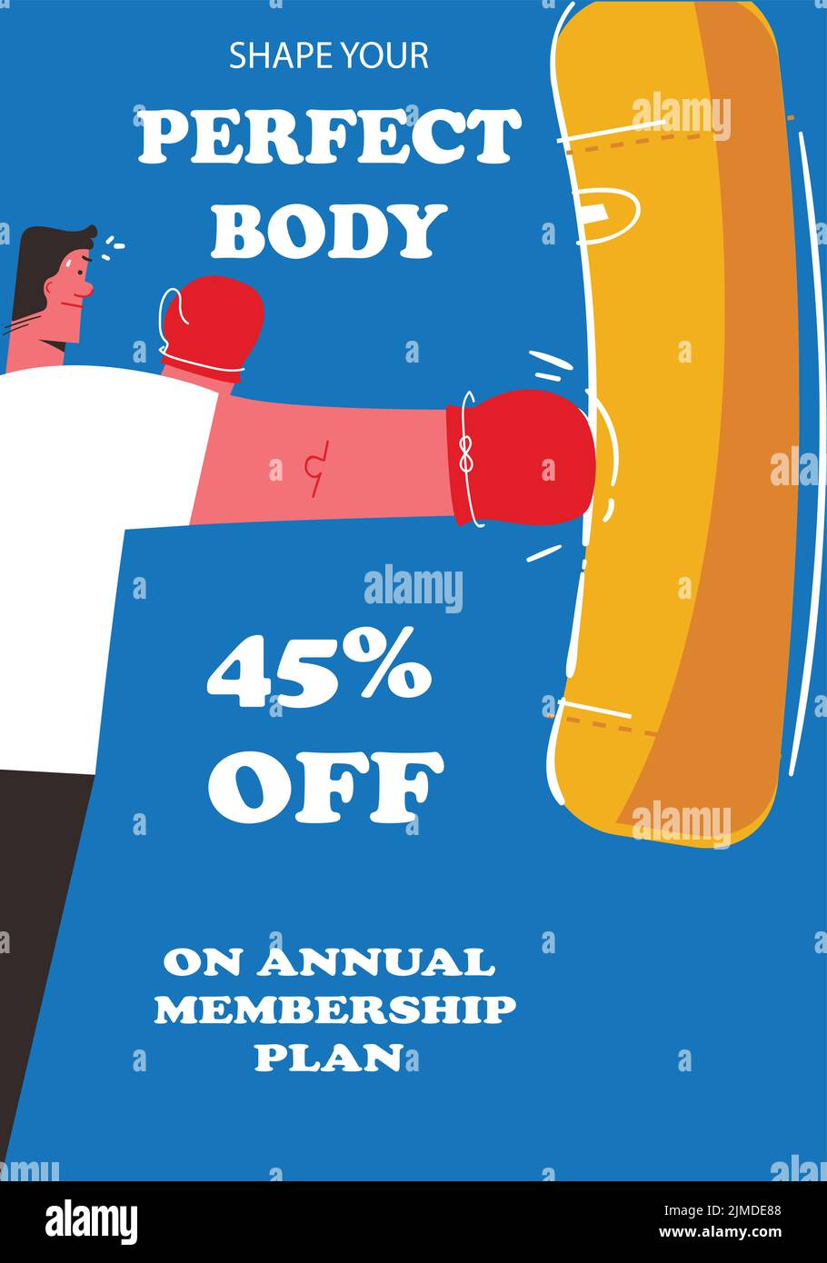A vertical vector design of a banner for a gym annual membership sale