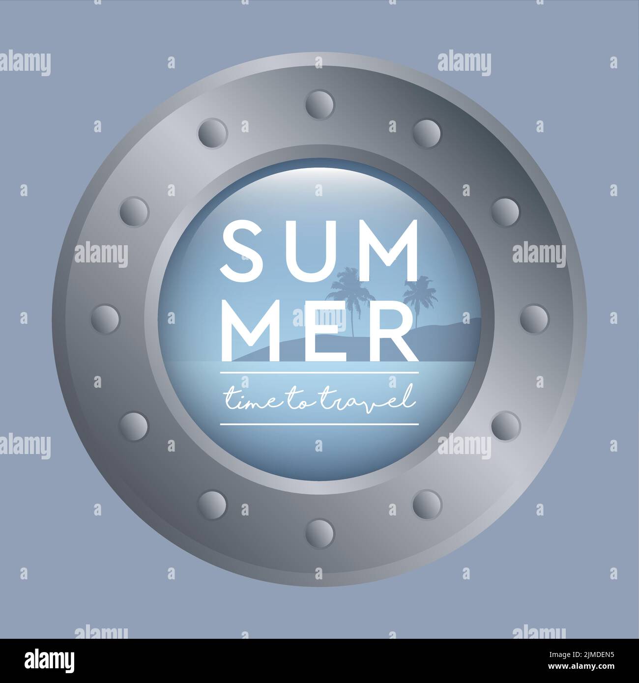 porthole with tropical seascape view marine summer holiday design Stock Vector
