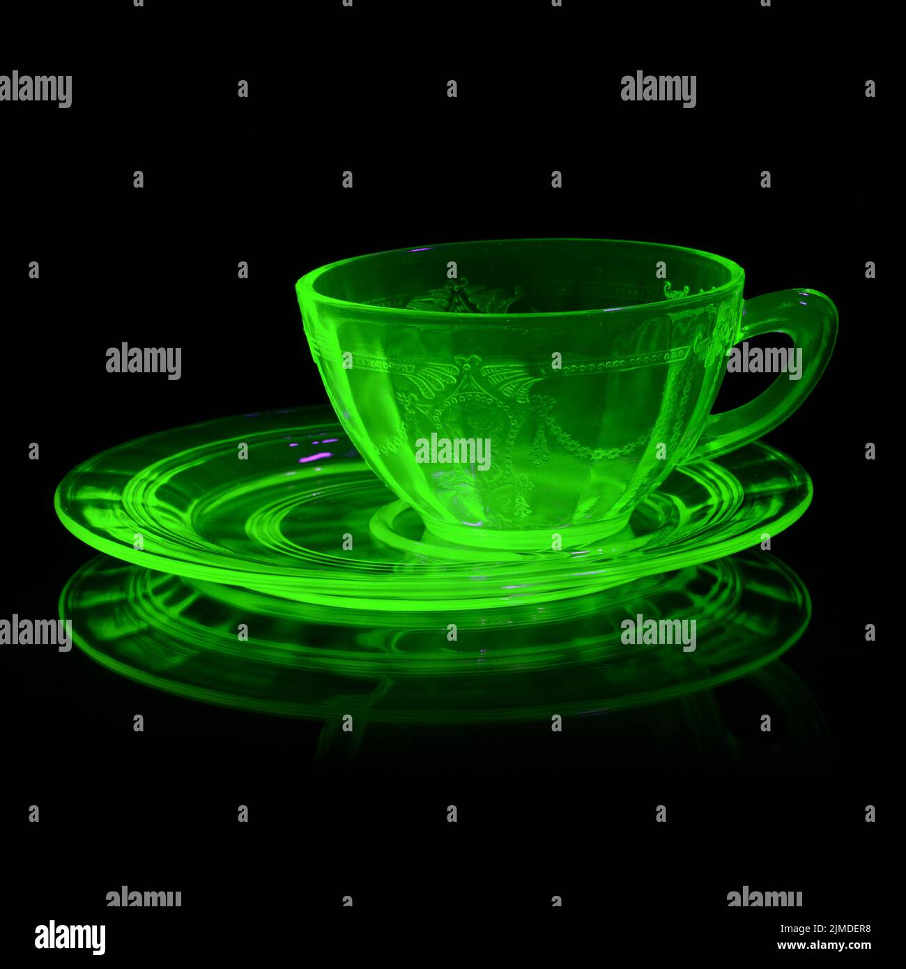 Uranium Glass Teacup Stock Photo Alamy