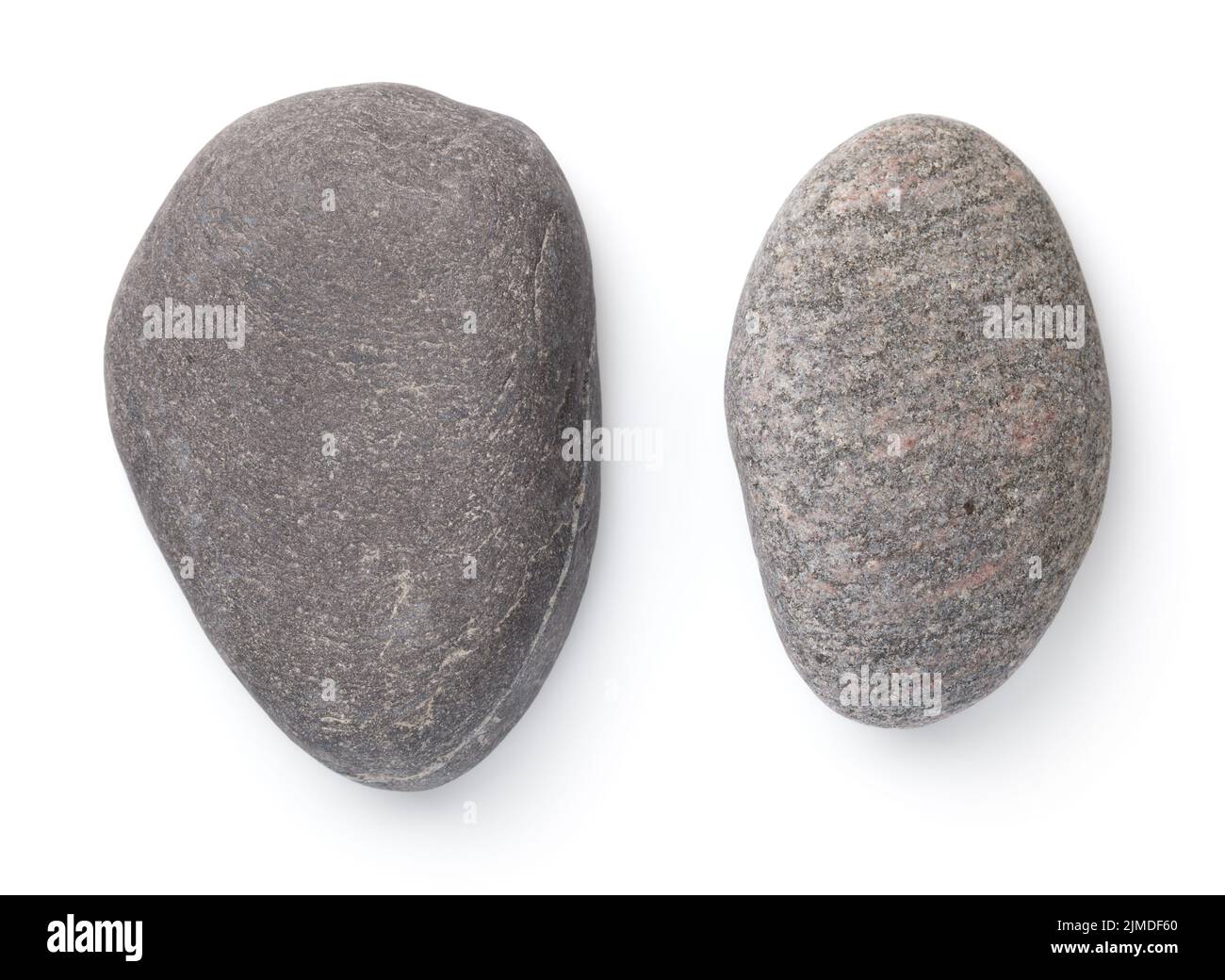 Two Dark Grey Stones Isolated Over White Stock Photo