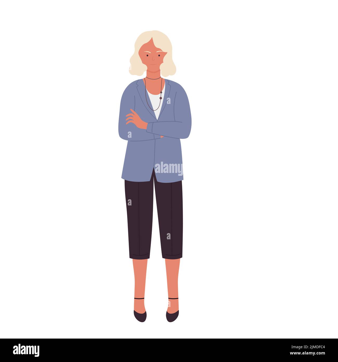 Serious teacher woman with crossed arms. Confident female professor vector illustration Stock Vector