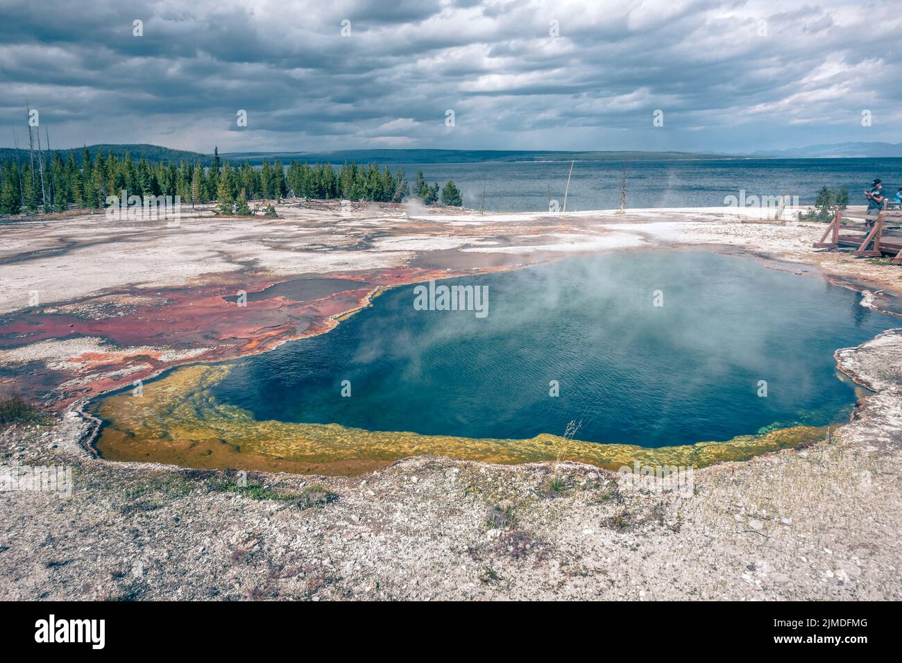 Hot thermal spring Abyss Pool in Yellowstone National Park, West Thumb Geyser Basin area, Wyoming, USA Stock Photo