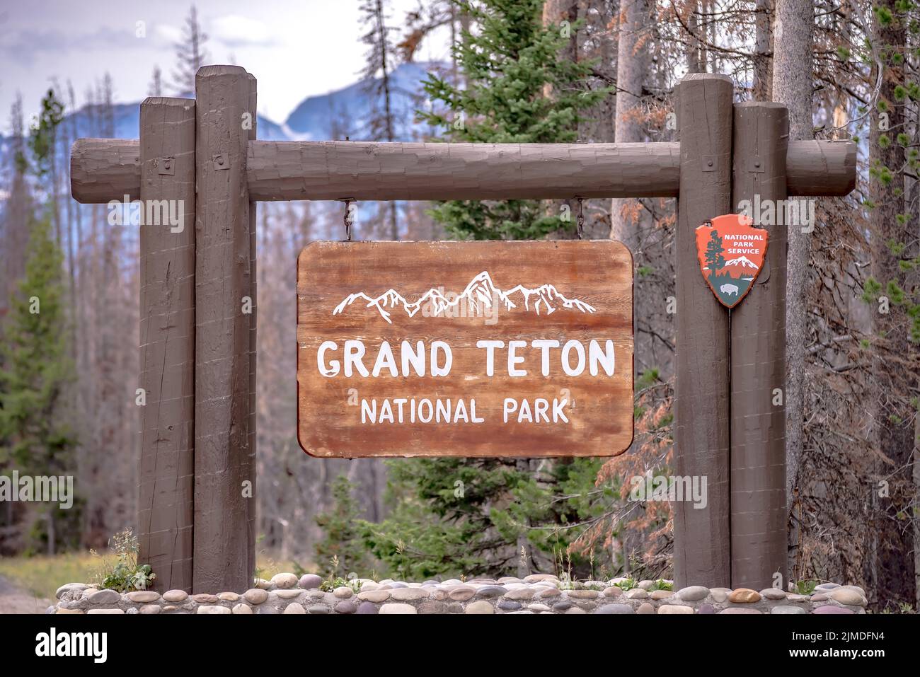 Yellowstone national park nature scenes in wyoming USA Stock Photo