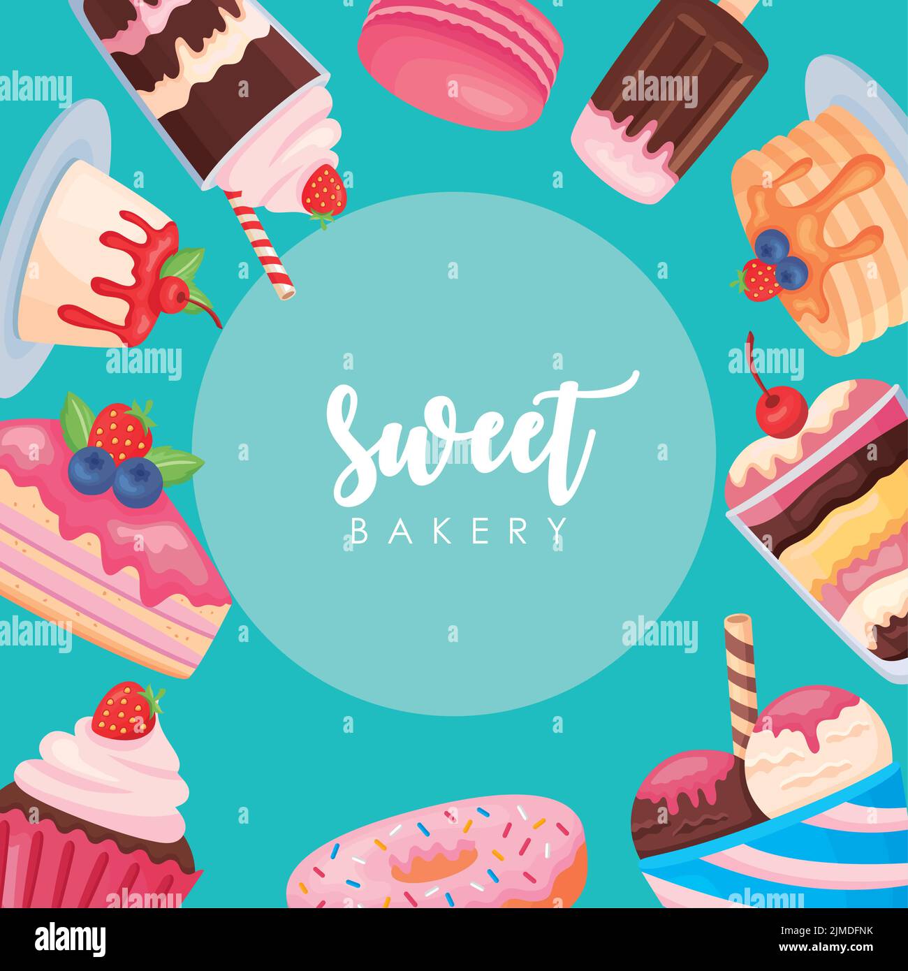 sweet bakery frame with desserts Stock Vector Image & Art Alamy