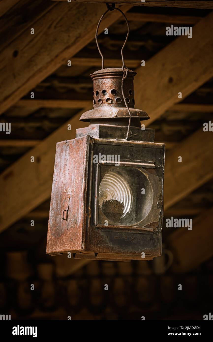 Old railway lantern Stock Photo