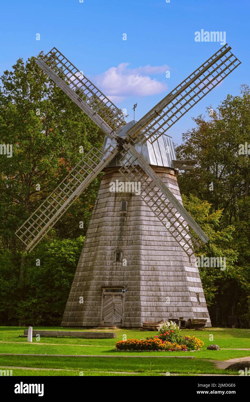 Old wooden windmill Stock Photo