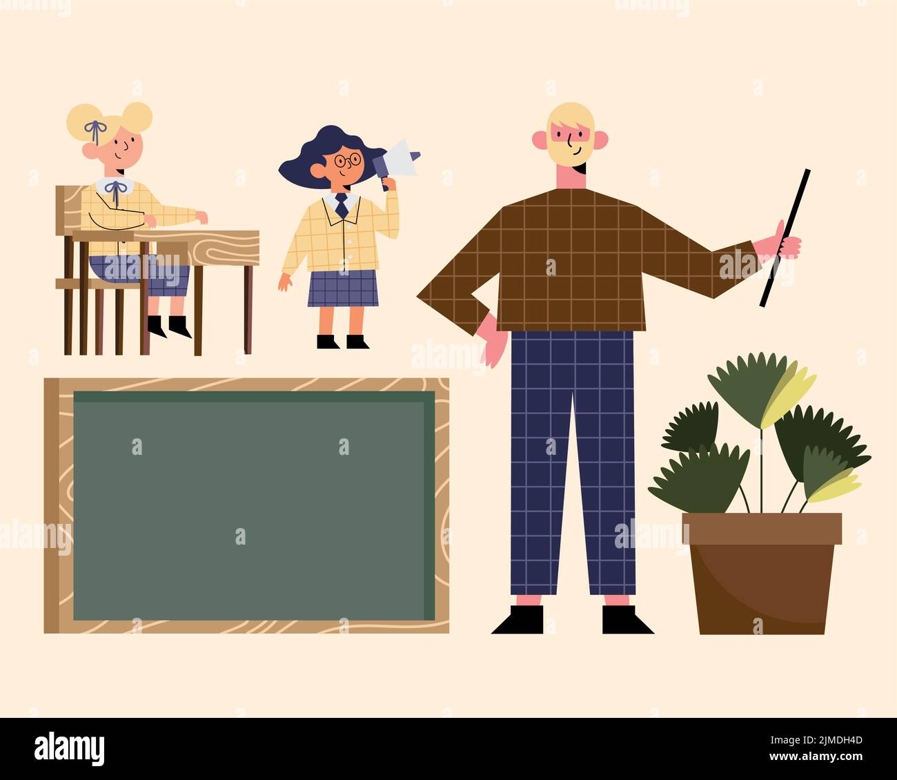 teacher and class set icons Stock Vector Image & Art - Alamy