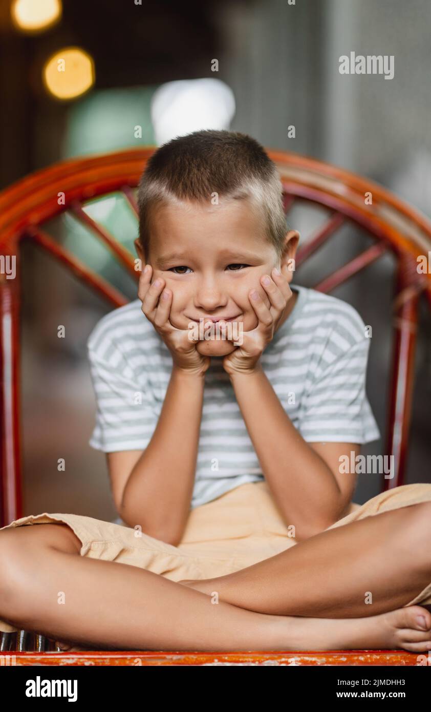 Outdoor portrait of a little boy Stock Photo - Alamy