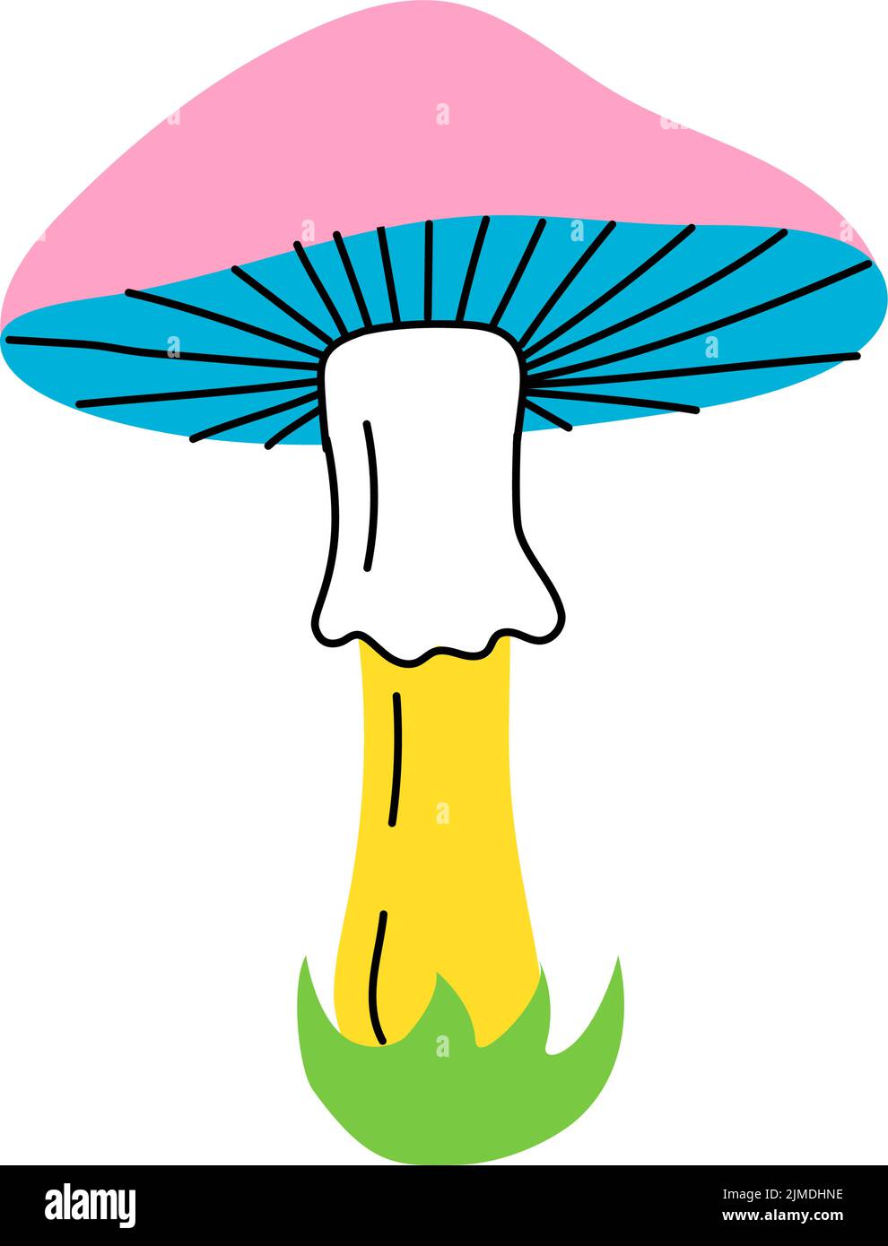 Magical mushroom. Fly agaric symbol. Psychedelic mushroom in hippie 70s retro style. Vector illustration Stock Vector