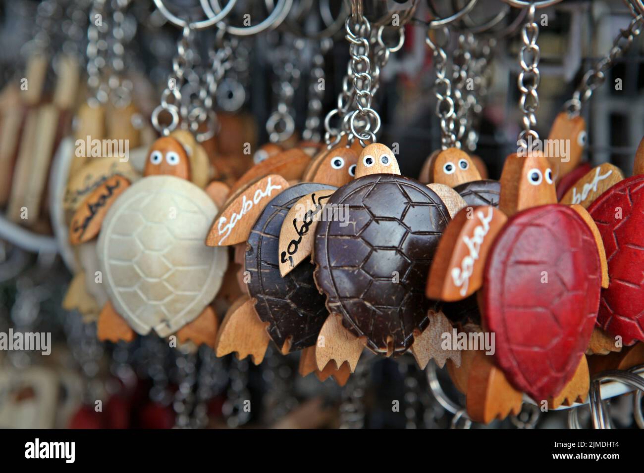 Souvenirs at a shop on the side of a road leading to Kinabalu Park in Sabah, Malaysia. Stock Photo
