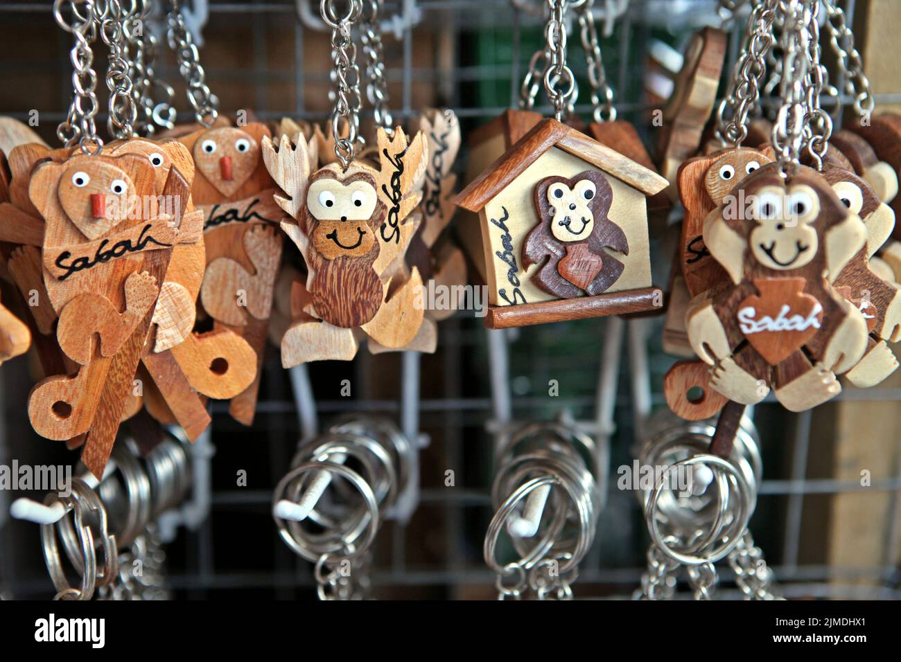 Souvenirs at a shop on the side of a road leading to Kinabalu Park in Sabah, Malaysia. Stock Photo