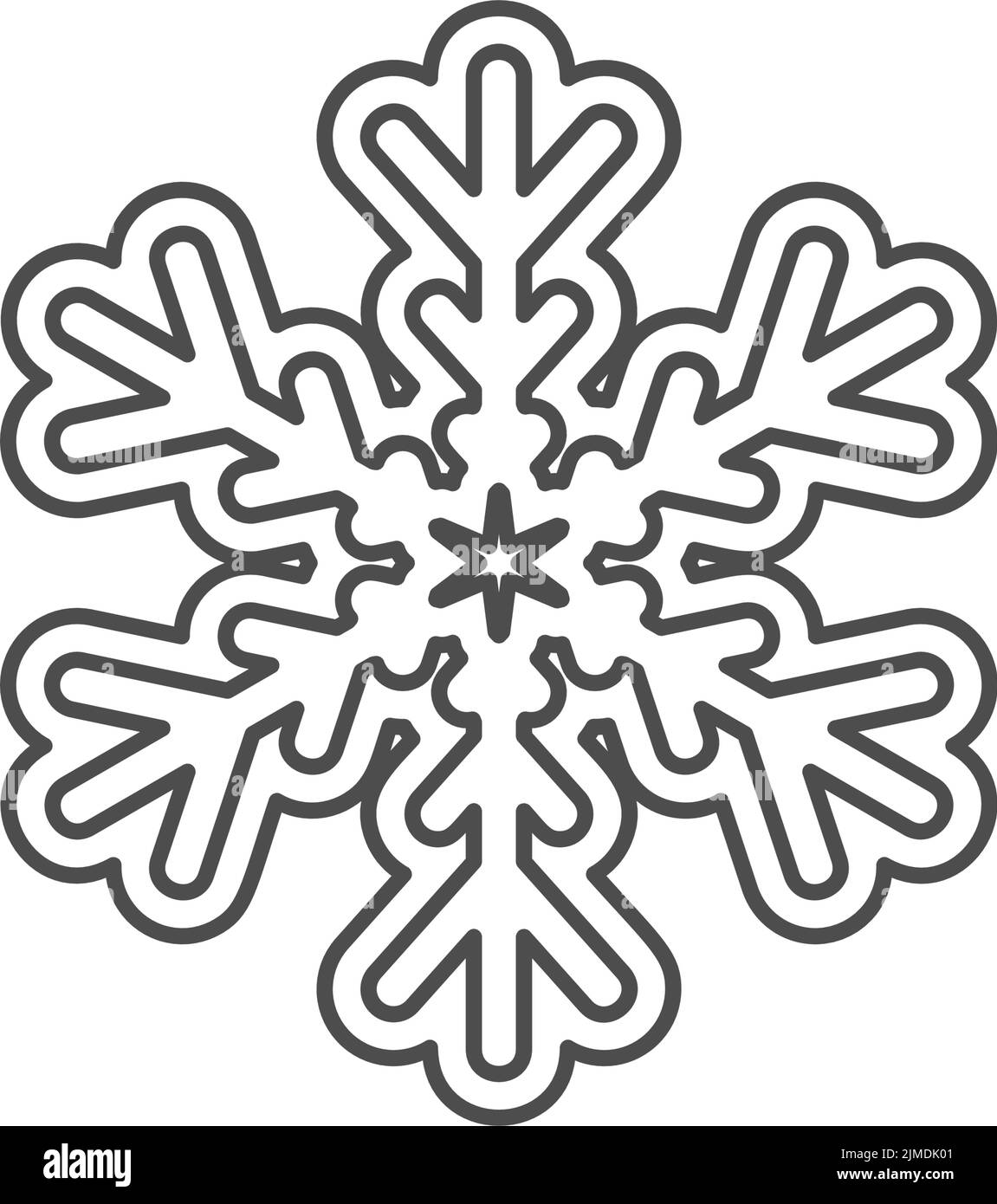 Snowflake silhouette icon. Snow flake stencil blueprint Stock Vector