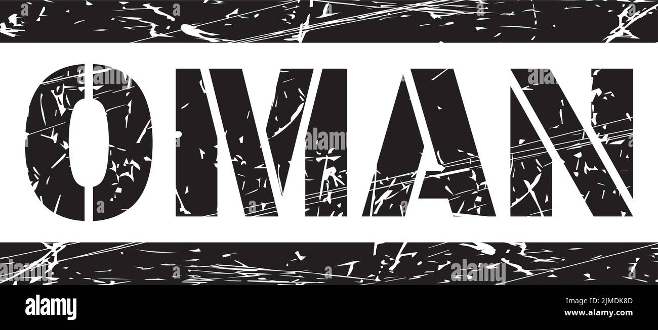 A vector illustration of the word "Oman" written in black on a white