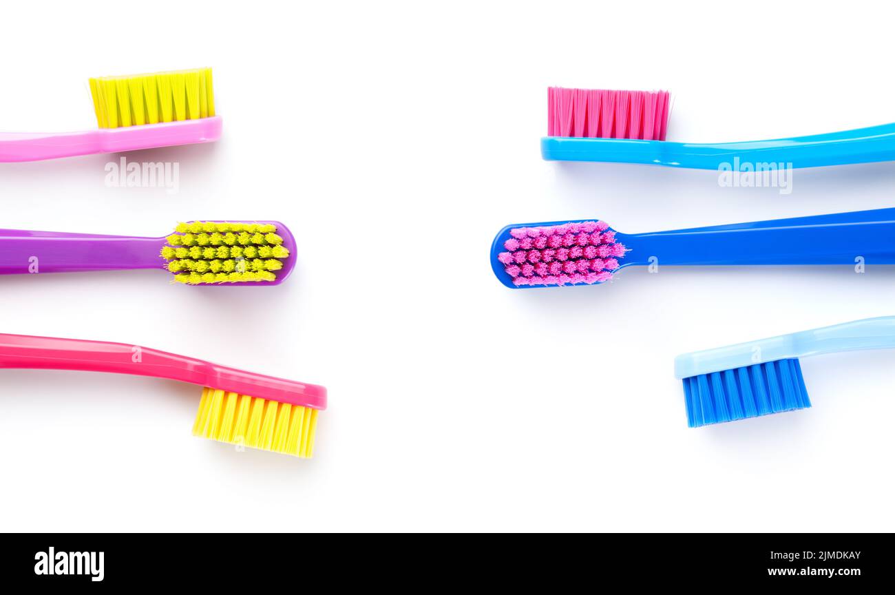 New Toothbrushes Isolated On White Background Stock Photo