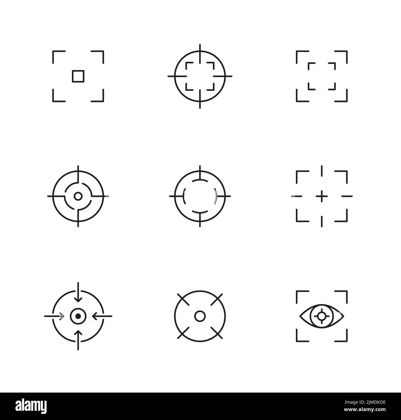 Focus icons, camera frame or photo viewfinder screen, target aim vector