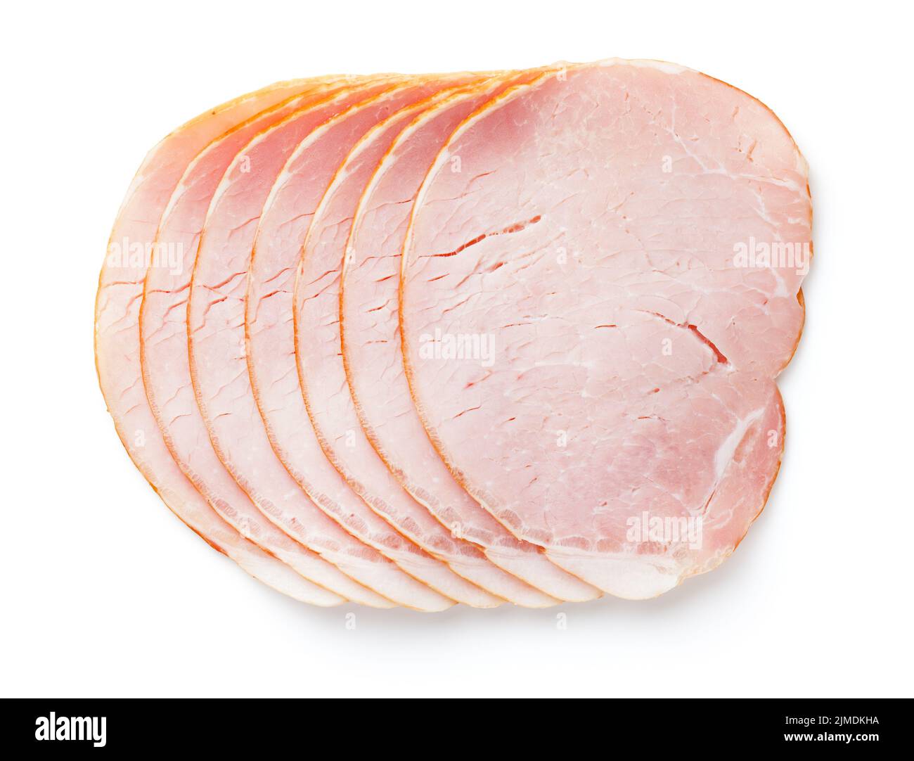 Sliced Smoked Pork Loin Isolated On White Stock Photo