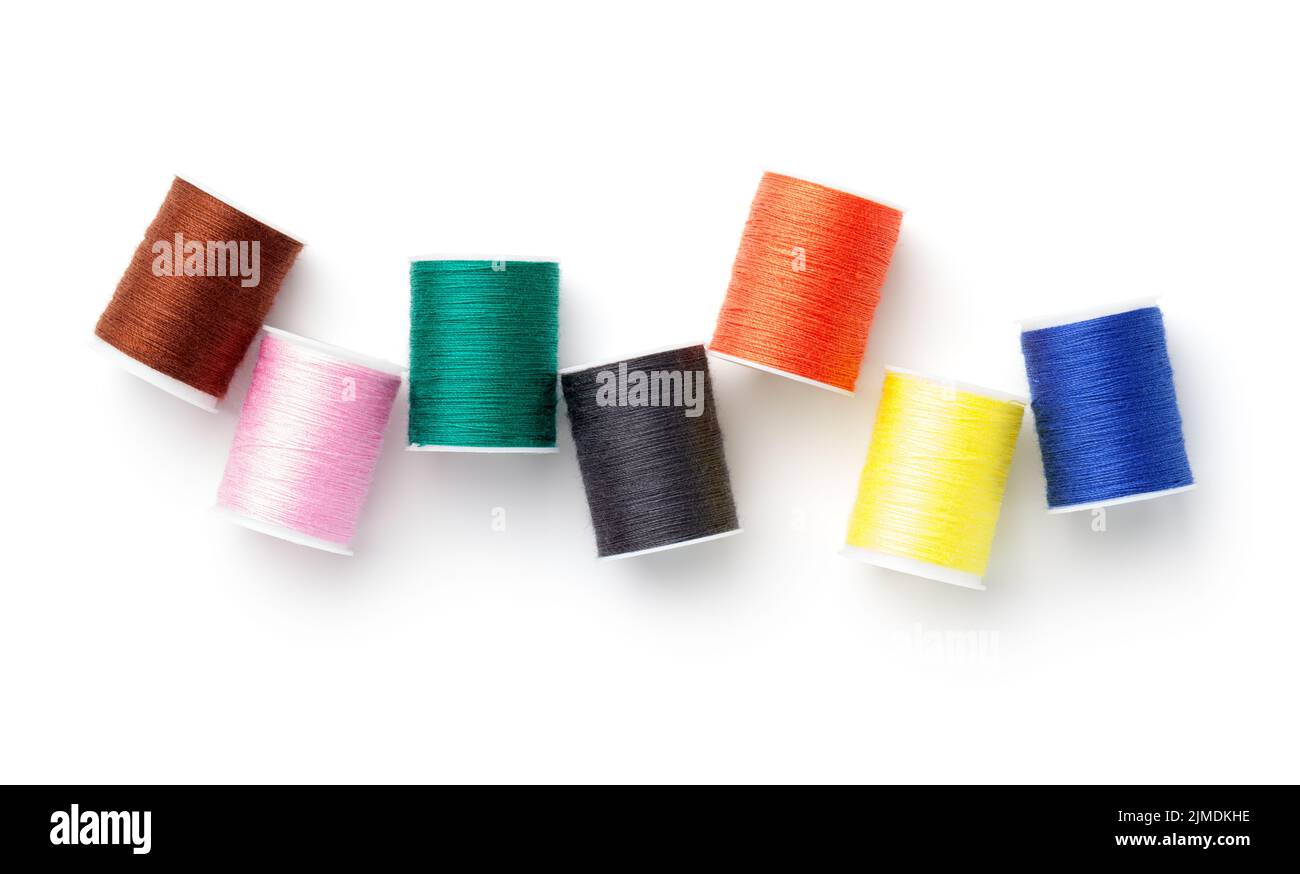 Sewing Threads Isolated On White Background Stock Photo