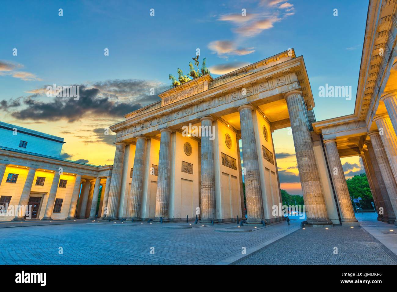 Berlin Germany, sunset city skyline at Brandenburg Gate Brandenburger Tor Stock Photo