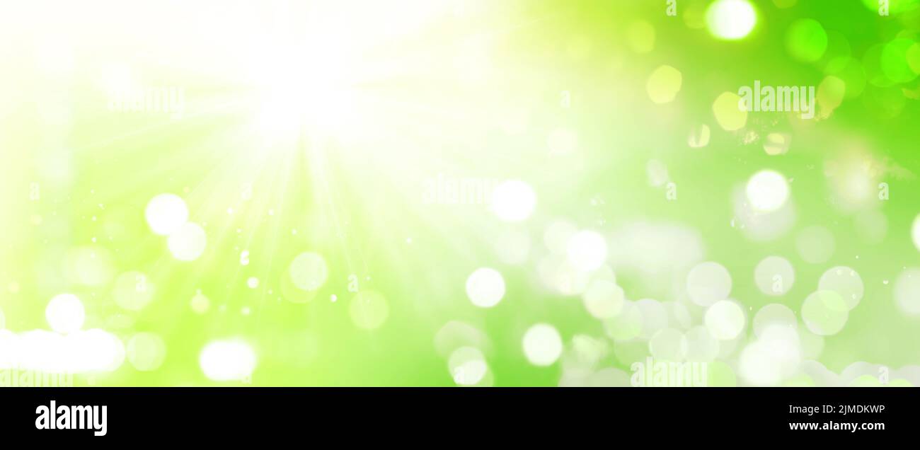 Lichter, Lichtformen, Verläufe, Texturen ebenencollagiert. Natur, Licht, Lichter, Frühling, Sommer, Kraft, Ökologie, Banner. Stock Photo