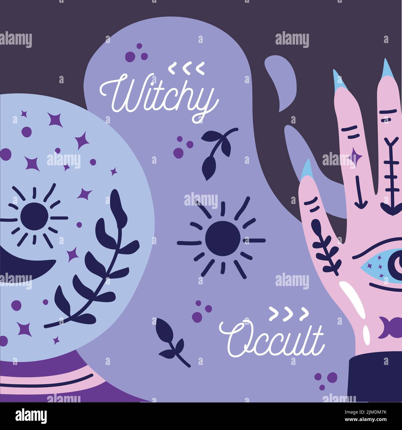 witchy and occult template with crystal ball Stock Vector Image & Art ...