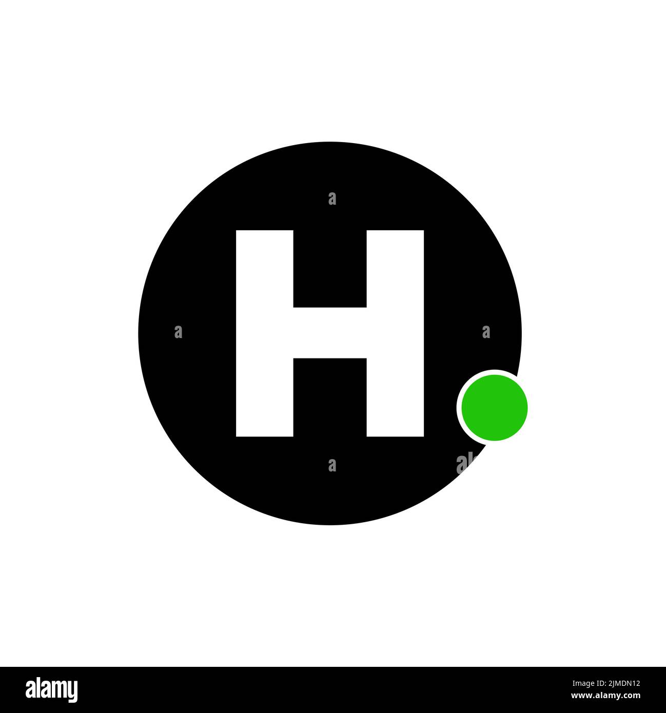 A vector of a logo with letter H on the black circle isolated on the ...