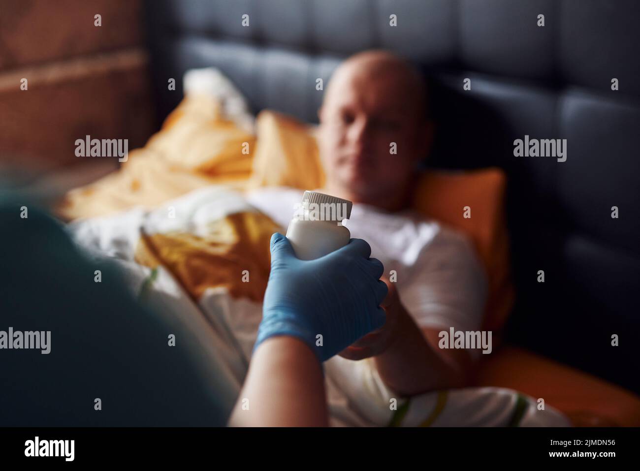 House call. Doctor visit at home. Examination of the patient