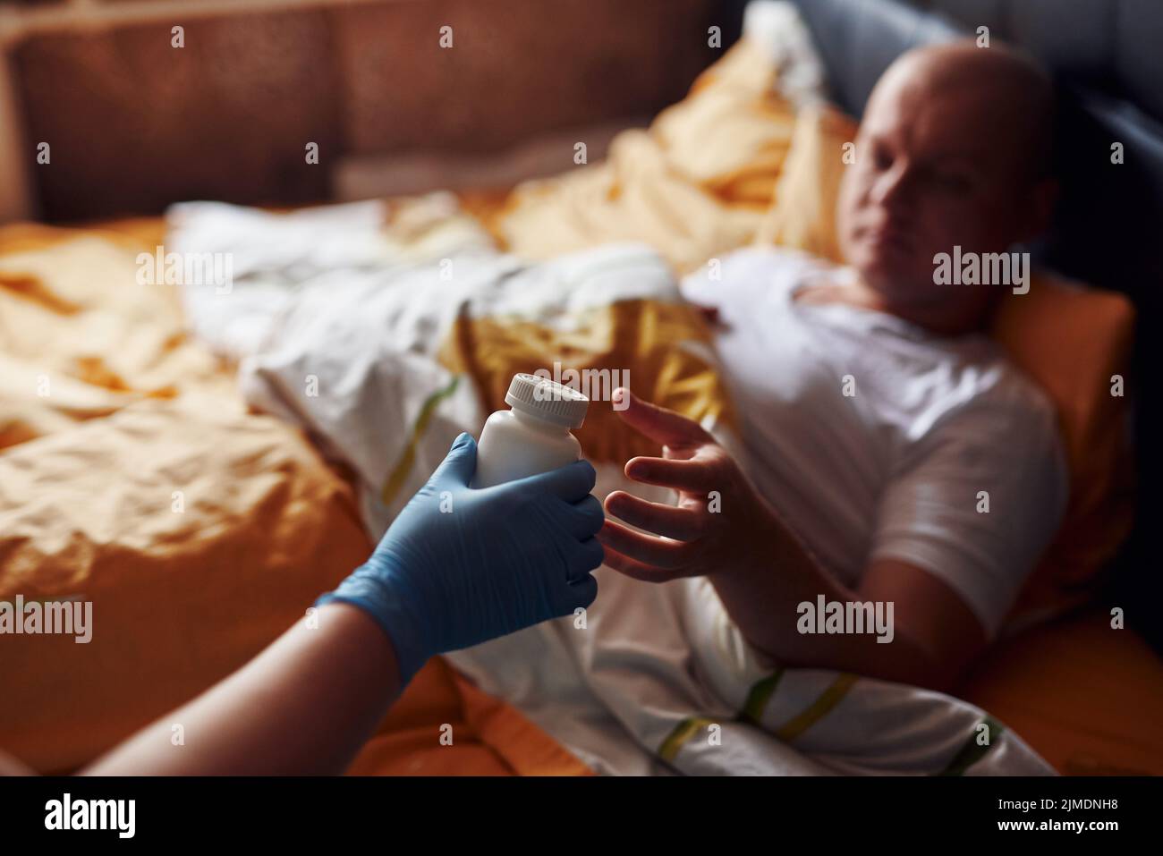 House call. Doctor visit at home. Examination of the patient