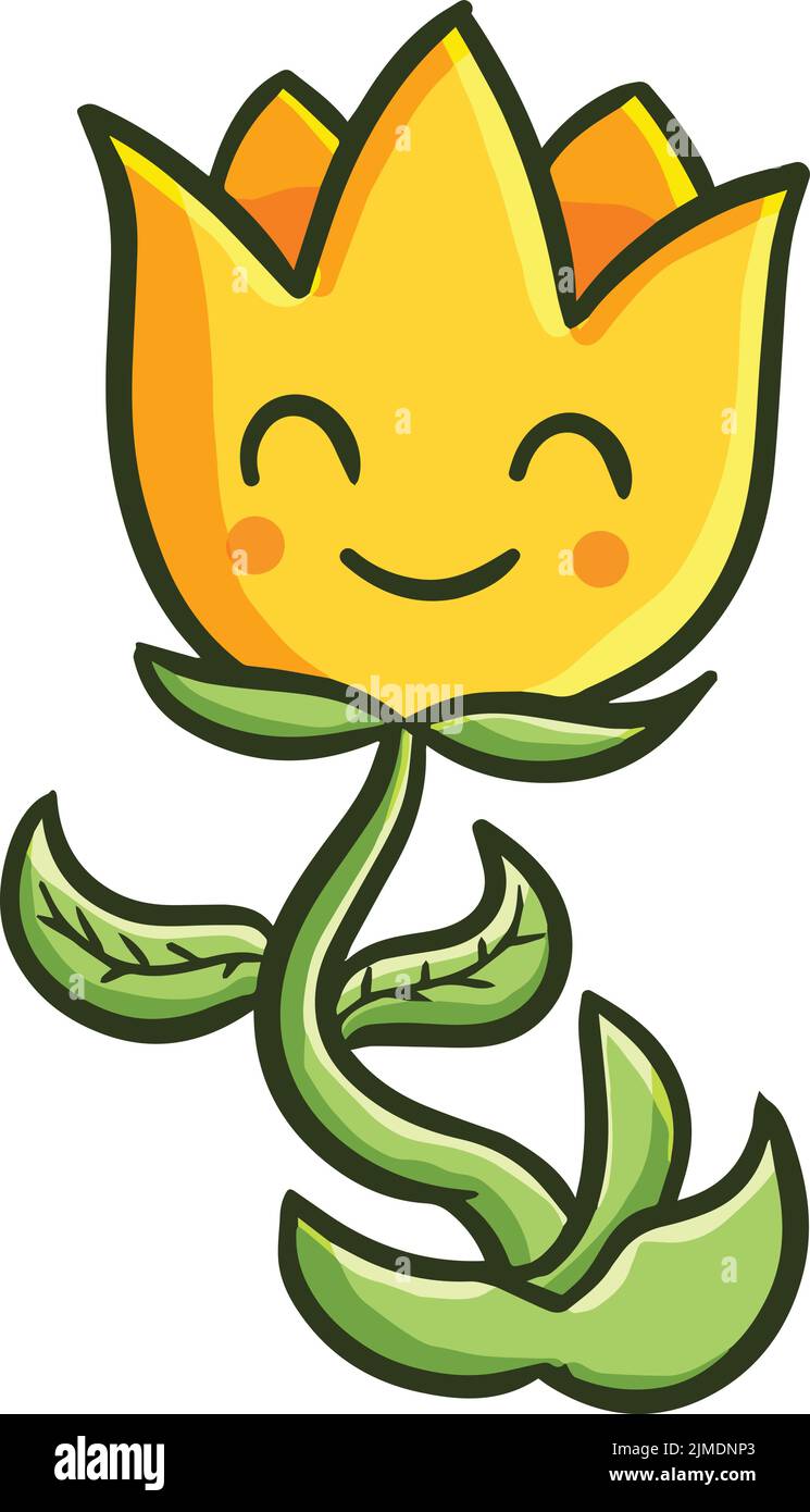 A vector of a cartoon flower with a face with a white background Stock