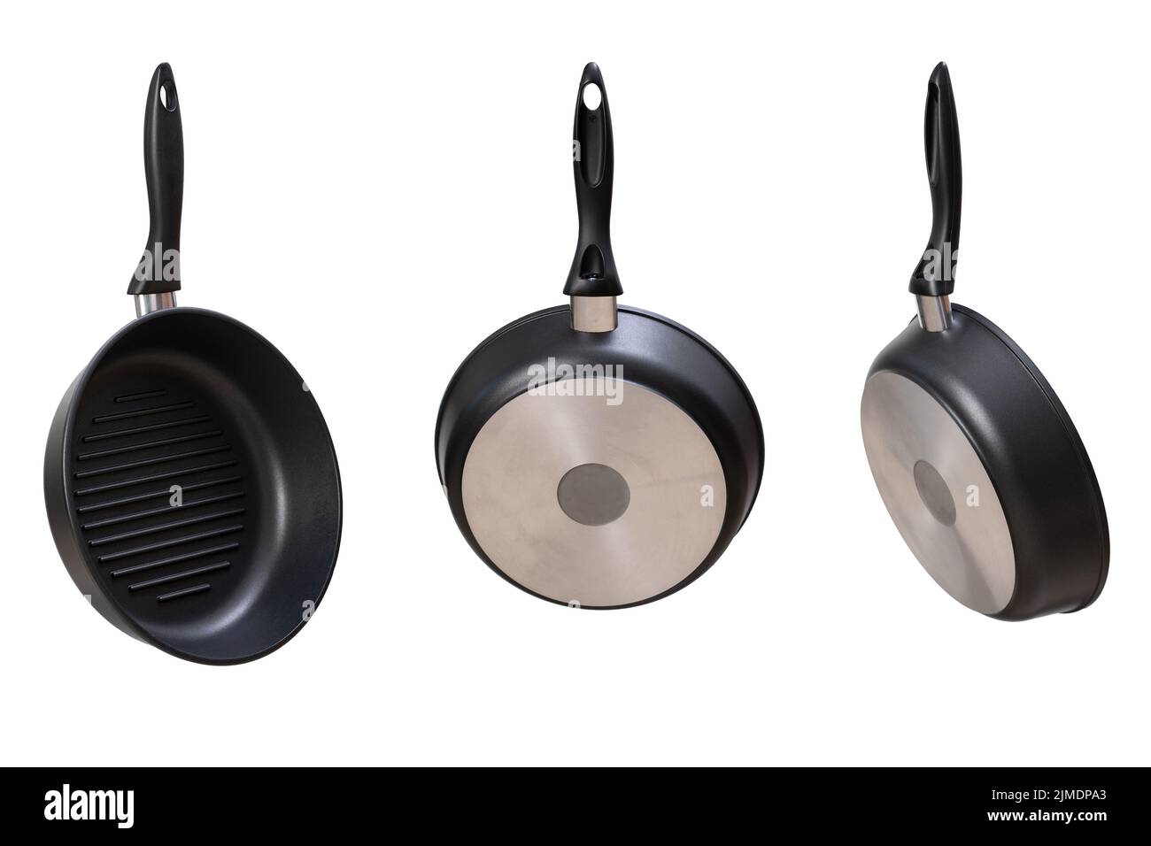 New round grill pans isolated on white. side view and top view Stock Photo Alamy