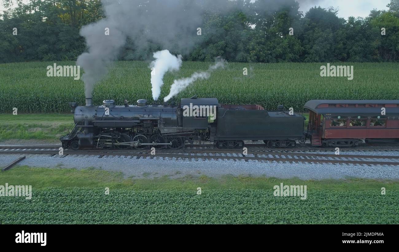Antique Restored Steam Blowing Smoke and Steam Stock Photo