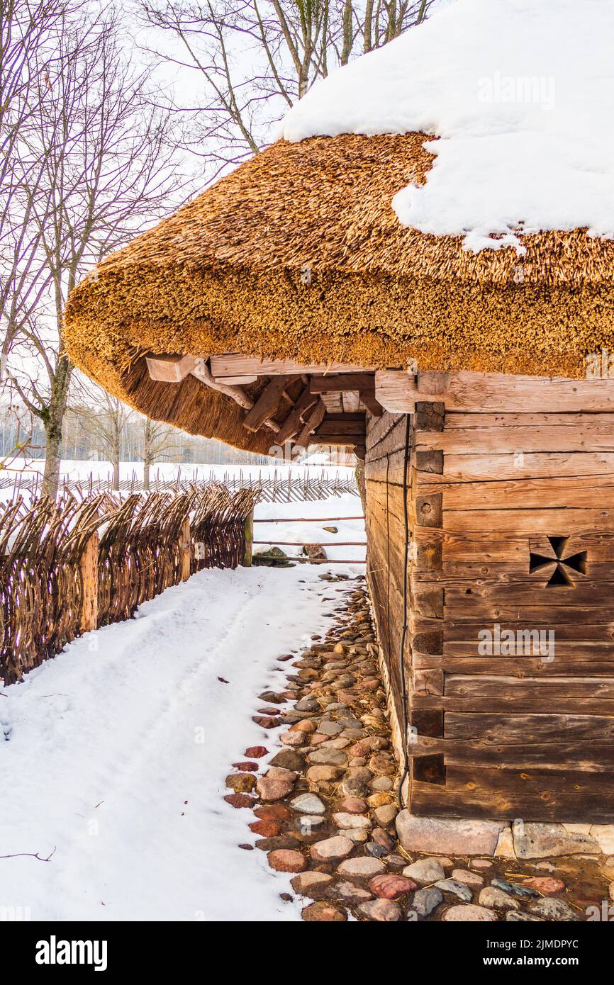 Roofs of Small Houses in the Village are Covered with Snow Stock Photo ...